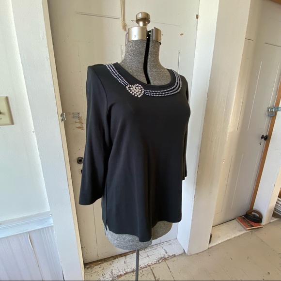 Quacker Factory NWOT Beaded Heart RS Valentines Day Cotton Top - Picture 4 of 12